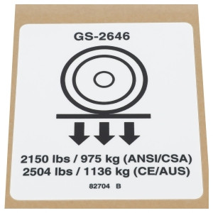 Genie Lift Part # 82704GT - DECAL,LABEL,WHEEL LOAD 2646, EA