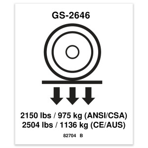 Genie Lift Part # 82704GT - DECAL,LABEL,WHEEL LOAD 2646, EA