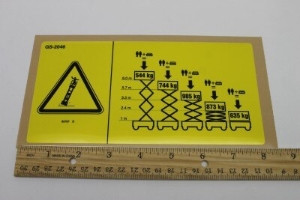 Genie Lift Part # 82787GT - DECAL,LABEL,WHEEL LOAD 2046, EA