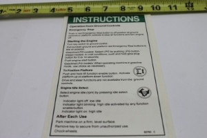 Genie Lift Part # 82793GT - DECAL,NOTICE,OP INST,GROUND, EA