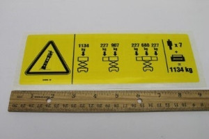 Genie Lift Part # 82808GT - DECAL,DANGER,MAX CAP,3384 ANSI, EA