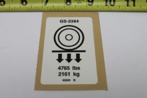 Genie Lift Part # 82809GT - DECAL,LABEL,WHEEL LOAD,3384***, EA