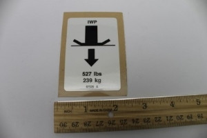 Genie Lift Part # 97526GT - DECAL,LABEL,FOOT PAD LOAD IWP, EA