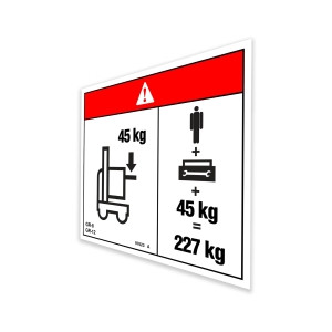 Genie Lift Part # 97623GT - DECAL,DANGER,MAX CAP ADJ TRAY*, EA