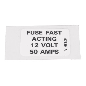Genie Lift Part # 97639GT - DECAL,LABEL,FUSE 50 AMPS, EA