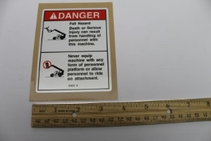 Genie Lift Part # 97673GT - DECAL,DANGER,NO RIDERS, EA