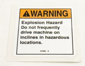 Genie Lift Part # 97680GT - DECAL,WARN,EXPLS HAZARD INCLIN, EA
