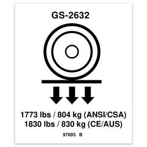 Genie Lift Part # 97693GT - DECAL,LABEL,WHEEL LOAD 2632, EA