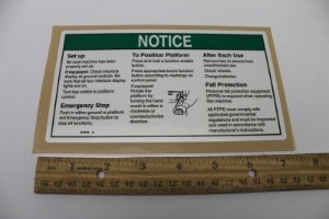 Genie Lift Part # 97846GT - DECAL,OPERATING INST,PLAT***, EA