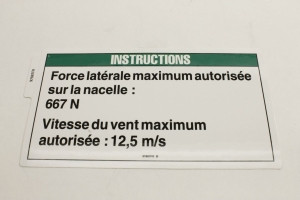 Genie Lift Part # 97887FRGT - DECAL,NOTICE,MAX SIDE FRC,ANSI, EA