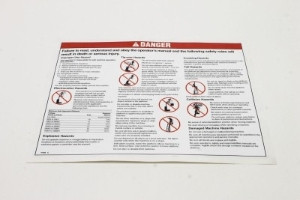 Genie Lift Part # 97888GT - DECAL,GENERAL SAFETY,RUNABOUT*, EA