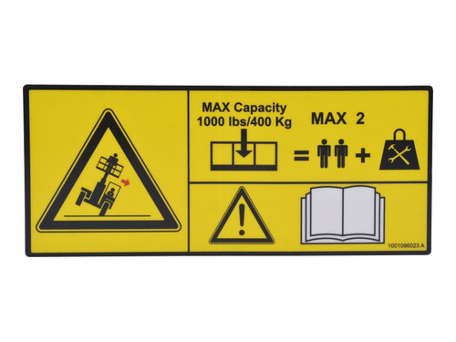 JLG Part # 1001096023 | DECAL,PLATF. CAP, EA