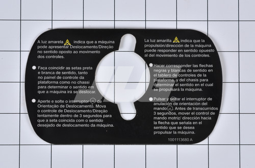 JLG Part # 1001113680 | DECAL,DRIVE/STEER INST., EA