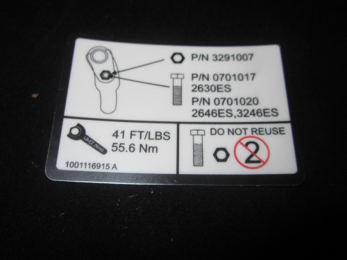 JLG Part # 1001116915 | DECAL,RETENTION HARDWARE, EA