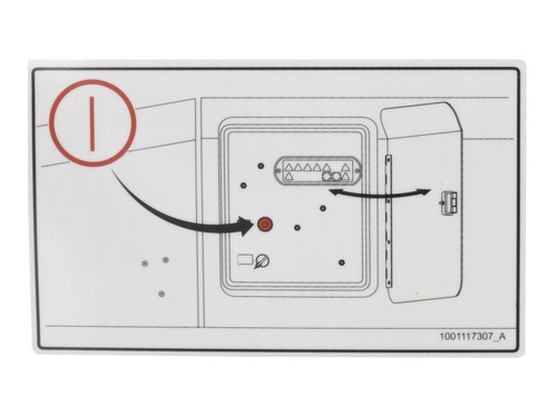 JLG Part # 1001117307 | DECAL, EMERGENCY STOP, EA