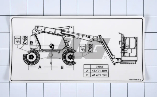 JLG Part # 1001119576 | DECAL, LIFT DIAGRAM 340AJ, EA