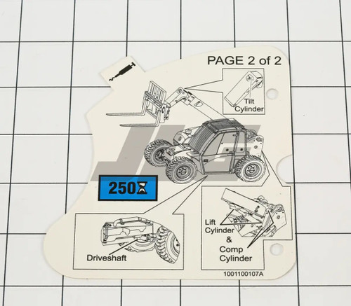JLG Part # 1001100107 | DECAL,LUBE CHART, EA