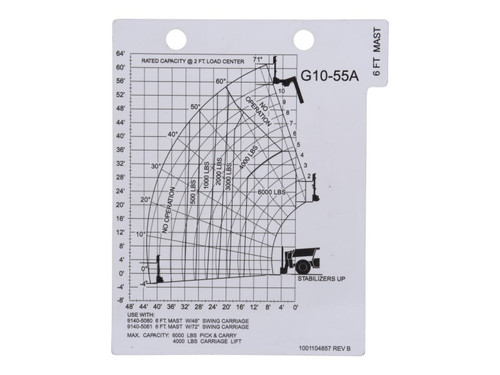 JLG Part # 1001104857 | LOAD,CHART - G10-55A, EA