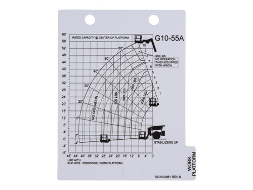 JLG Part # 1001104861 | LOAD,CHART - G10-55A, EA