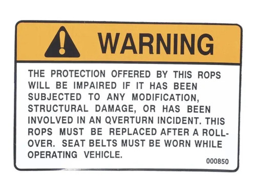 JLG Part # 1001109365 | DECAL,ROPS WARNING, EA