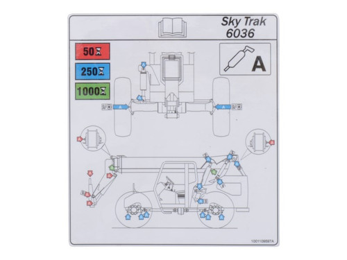 JLG Part # 1001109597 | DECAL,LUBRICATION CHART 6036, EA