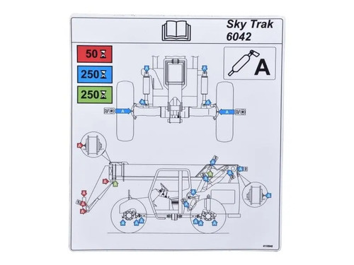 JLG Part # 1001109598 | DECAL,LUBRICATION CHART 6042, EA