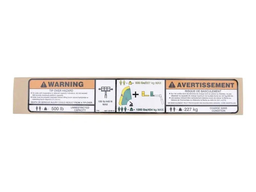 JLG Part # 1001125181 | DECAL,DUAL CAP. (FRE,ENG)(PLF), EA