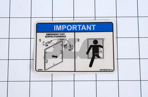 JLG Part # 1001160787 | DECAL,REAR EMERGENCY EXIT, EA