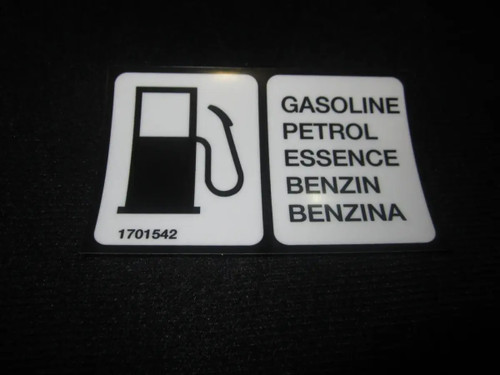 JLG Part # 1701542 | DECAL,GAS(OPT)(A/B/C/D/J/L/CH), EA