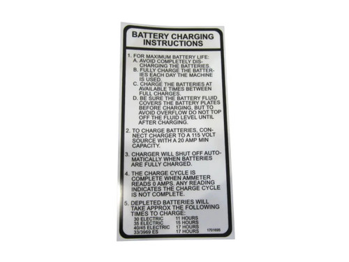 JLG Part # 1701695 | DECAL, CHRG 110V (DOM/CSA), EA