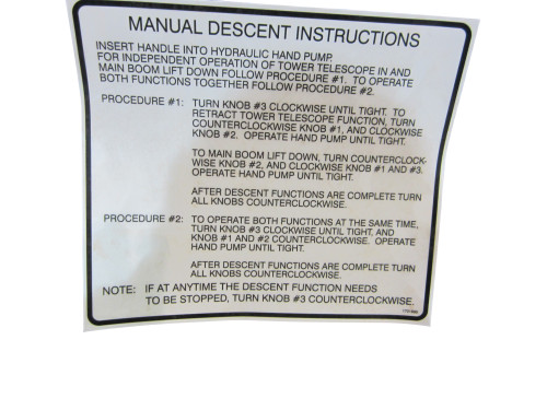 JLG Part # 1701895 | DECAL, (MAN DESCENT), EA