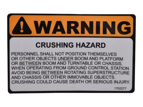 JLG Part # 1702277 | DECAL, (CRUSH HAZARD), EA