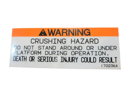 JLG Part # 1702364 | DECAL, CRUSH, EA