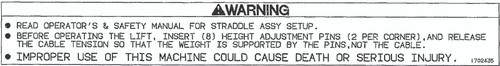 JLG Part # 1702435 | DECAL, (WARN), EA
