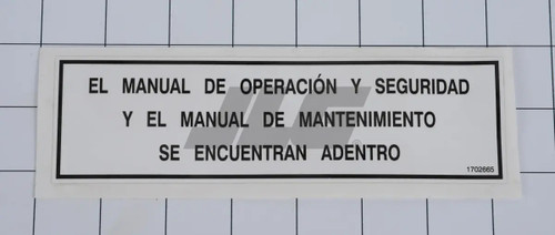 JLG Part # 1702665 | DECAL, OPER HANDBOOK (SPA,LAT), EA