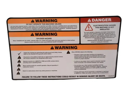 JLG Part # 1702785 | DECAL, WARN,DANGER, EA