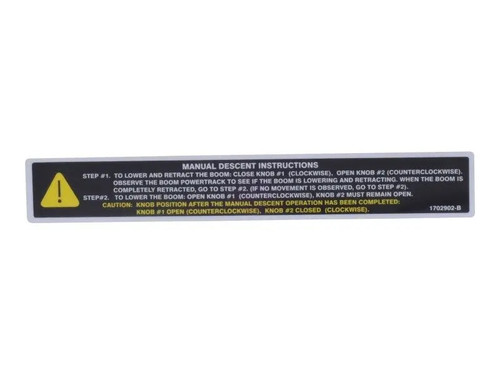 JLG Part # 1702902 | DECAL, MAN DSCNT, EA
