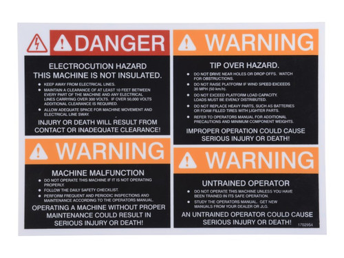 JLG Part # 1702954 | DECAL, (DANGER), EA