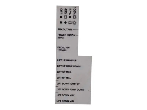 JLG Part # 1703090 | DECAL, CONT CARD (LFT), EA