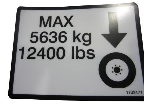 JLG Part # 1703471 | DECAL,MAX TIRE LOAD, EA