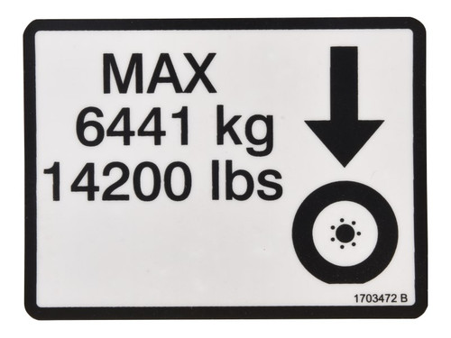 JLG Part # 1703472 | DECAL,MAX TIRE LOAD, EA