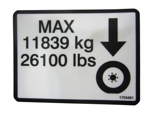 JLG Part # 1703481 | DECAL,MAX TIRE LOAD, EA