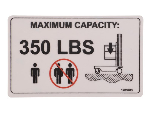 JLG Part # 1703783 | DECAL,CAP.-350#, EA