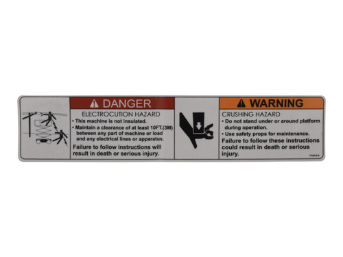 JLG Part # 1703818 | DECAL,WARNING CRUSH HAZARD, EA