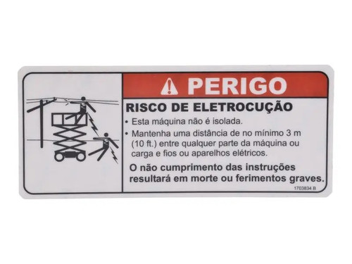 JLG Part # 1703834 | DECAL,DANGHER ELECT.HAZARD-POR, EA