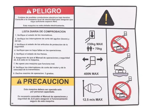 JLG Part # 1703919 | DECAL,DANGER/CAUTION (SPA), EA