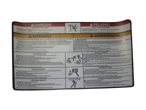 JLG Part # 1703923 | DECAL,WARNING PLT (DOM2), EA