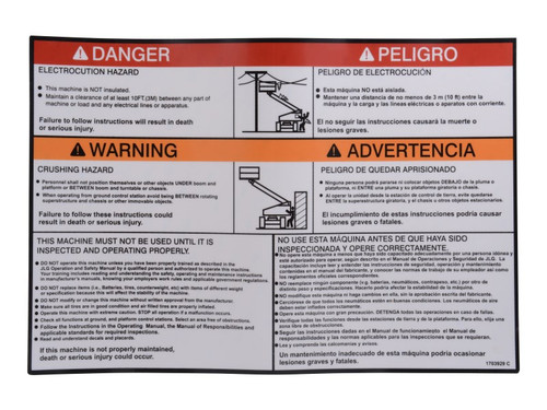 JLG Part # 1703929 | DECAL,WARNING MTB (DOM2), EA