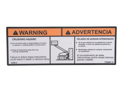 JLG Part # 1703941 | DECAL,WARNING CRUSHING (DOM2), EA