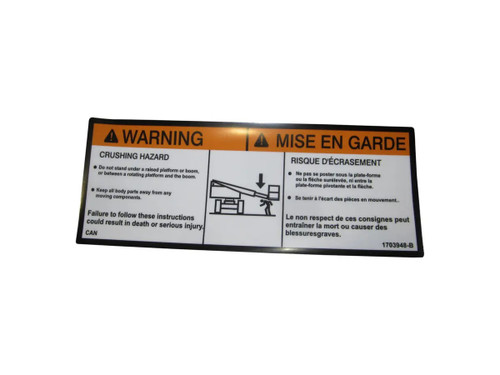 JLG Part # 1703948 | DECAL,WARNING CRUSHING (CAN), EA